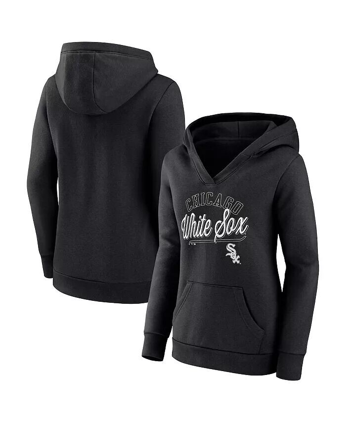 

Женский черный пуловер с капюшоном Chicago White Sox Simplicity Crossover с v-образным вырезом Fanatics