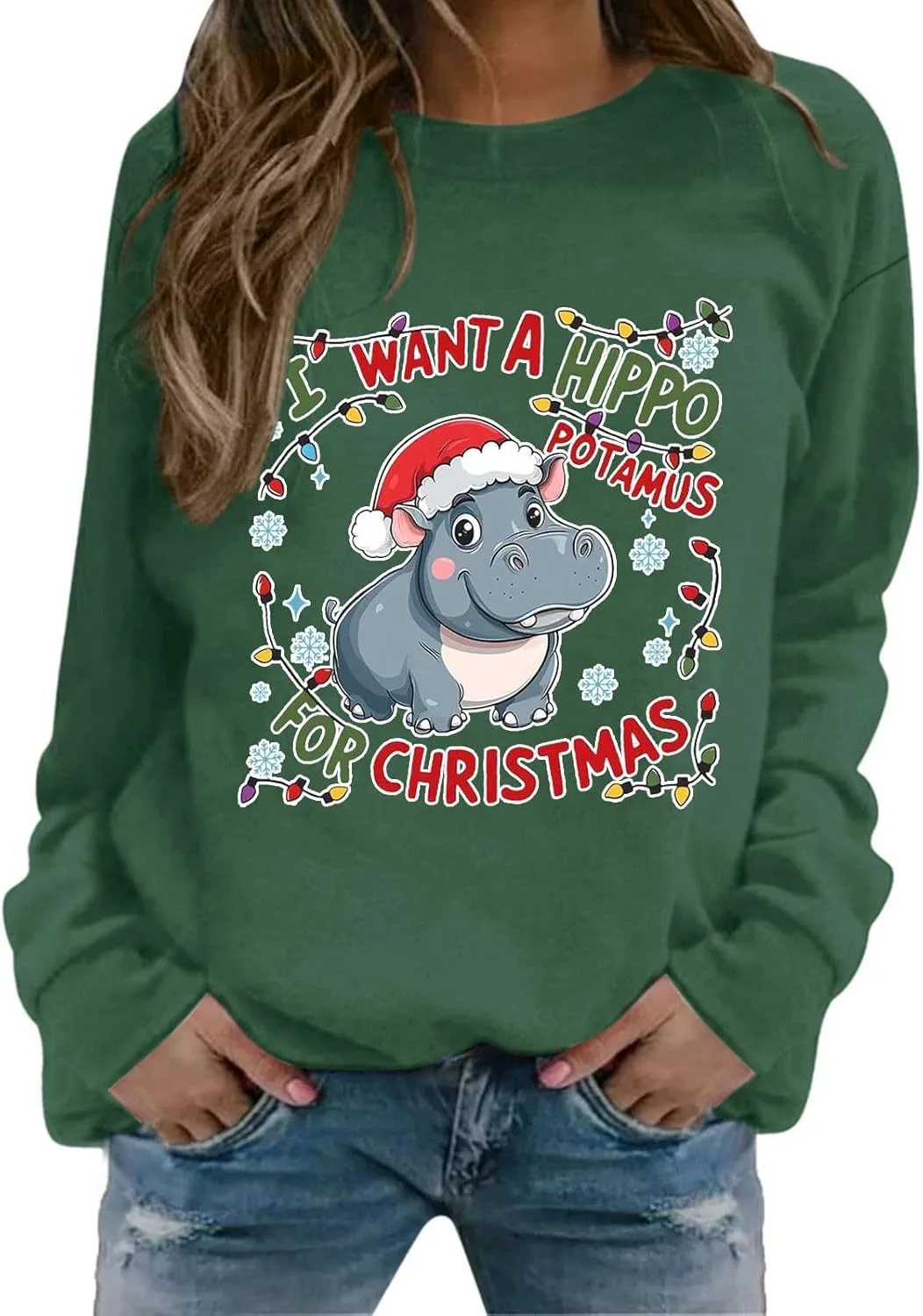 

Свитшот I Want A Hippopotamus For Christmas с длинными рукавами