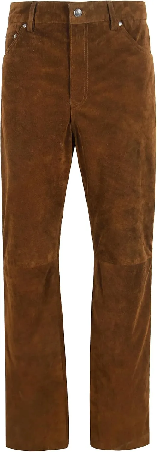 

Мужские кожаные брюки в стиле мотоциклиста, цвет tan, материал cow suede Smart Range Leather