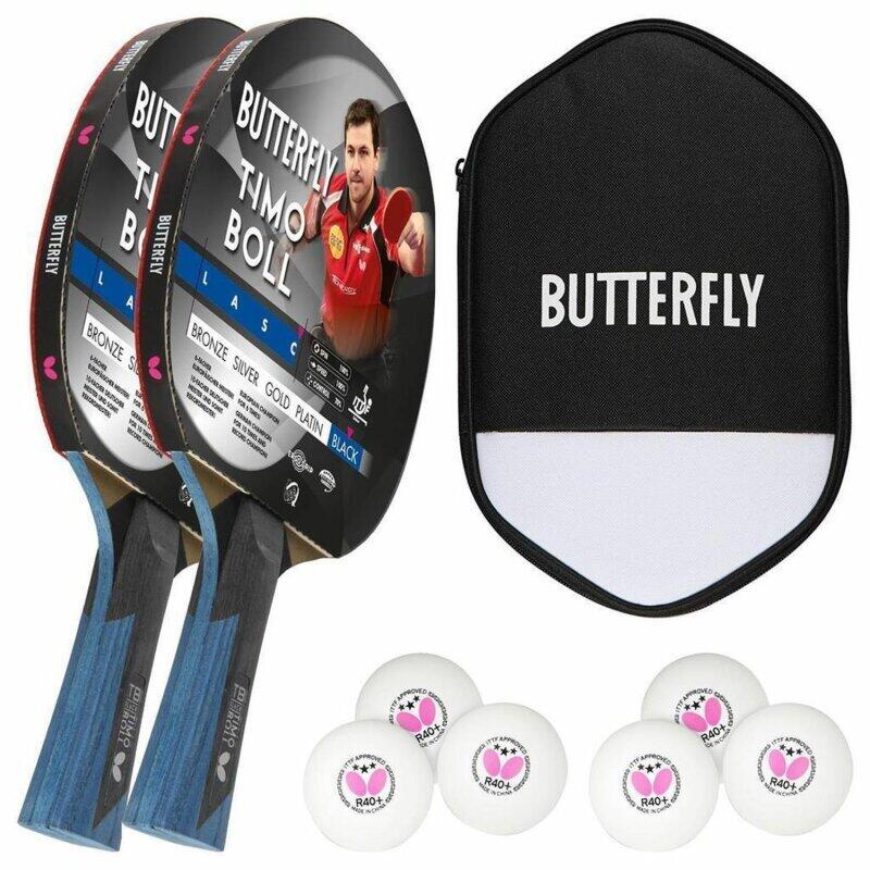 

Ракетка для настольного тенниса Butterfly 2x Timo Boll Black 85031 + чехол + 6x 3*** мячей