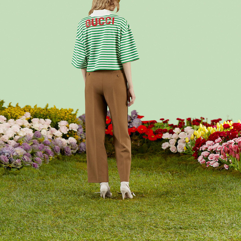 Брюки женские Gucci High-waisted, коричневый / черный — фото 4