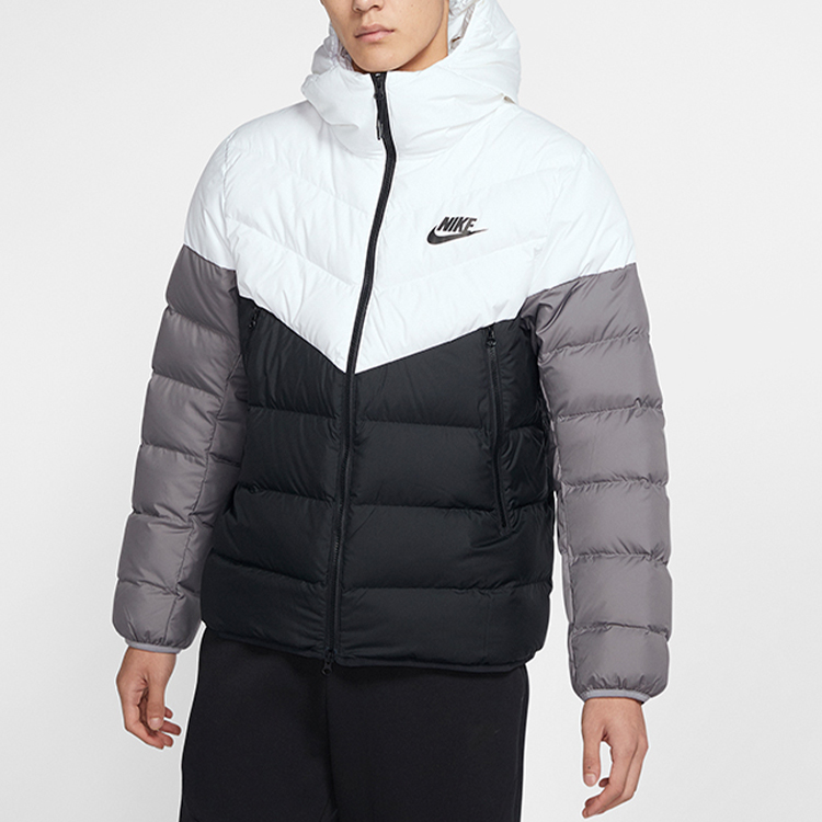 Куртка пуховая зимняя мужская черно-белая Nike — фото 4