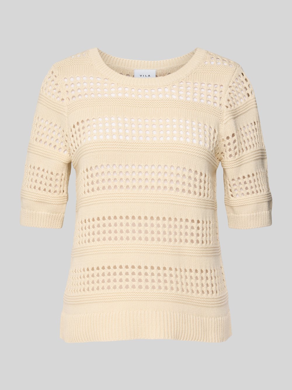 

Вязаный свитер с рукавом 1/2, модель «ELINJA» Vila, кремовый