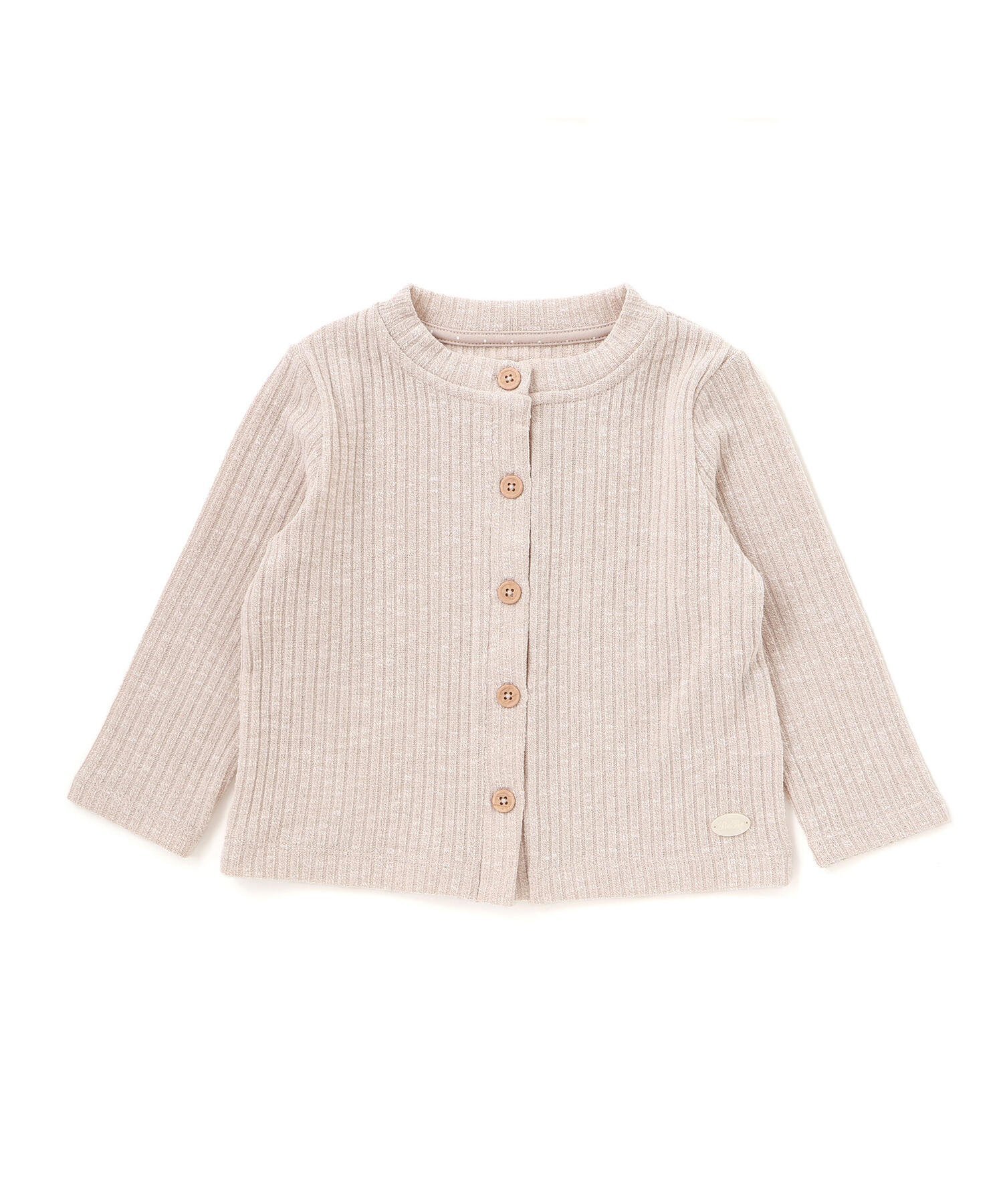 Кардиган с длинными рукавами из меланжевой махровой ткани (80-100 см) BeBe, Beige — фото 2
