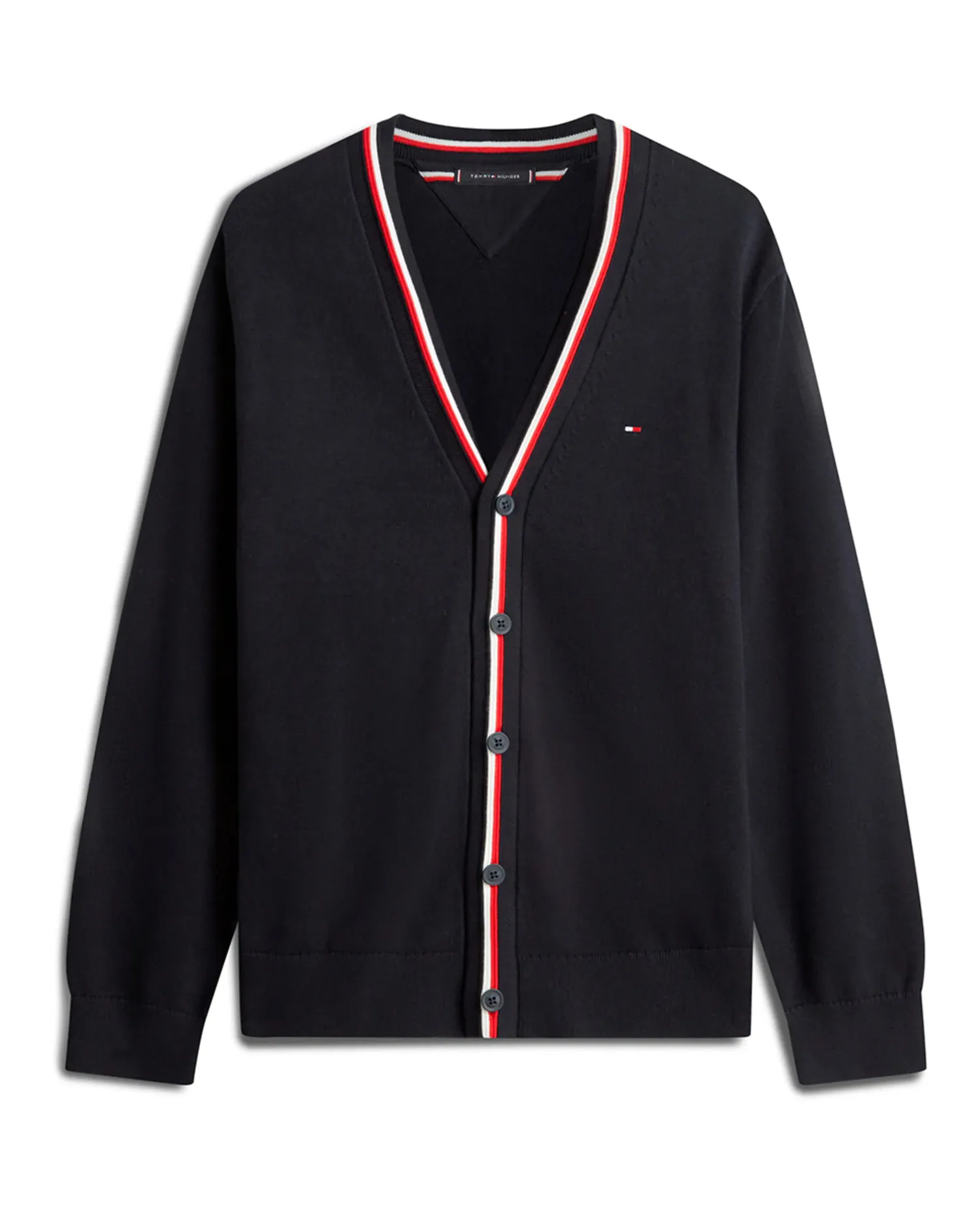 Мужской однотонный кардиган с корпоративной деталью Tommy Hilfiger, темно-синий — фото 4