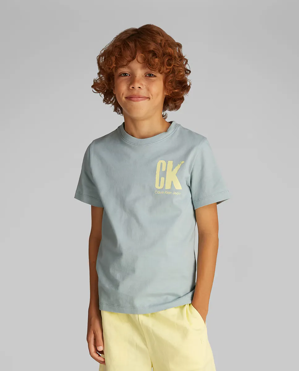 

Футболка с короткими рукавами и вензелем для мальчиков Calvin Klein, цвет Verde Agua