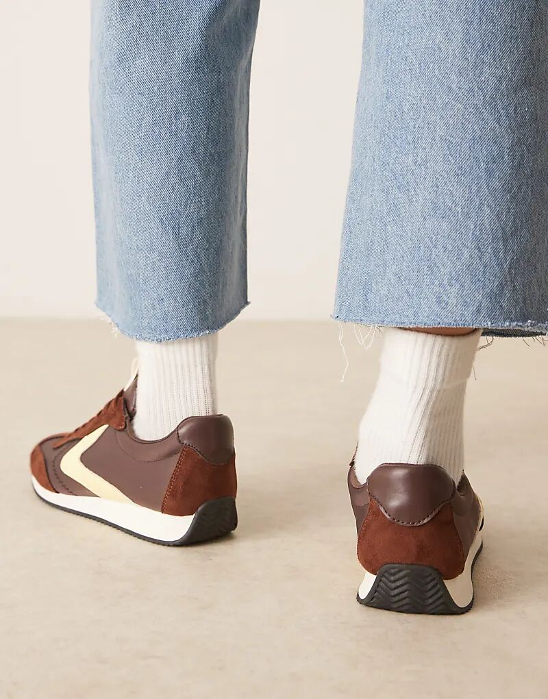Кроссовки для бега ASOS DESIGN Daily со шнуровкой коричневого и желтого цветов — фото 3