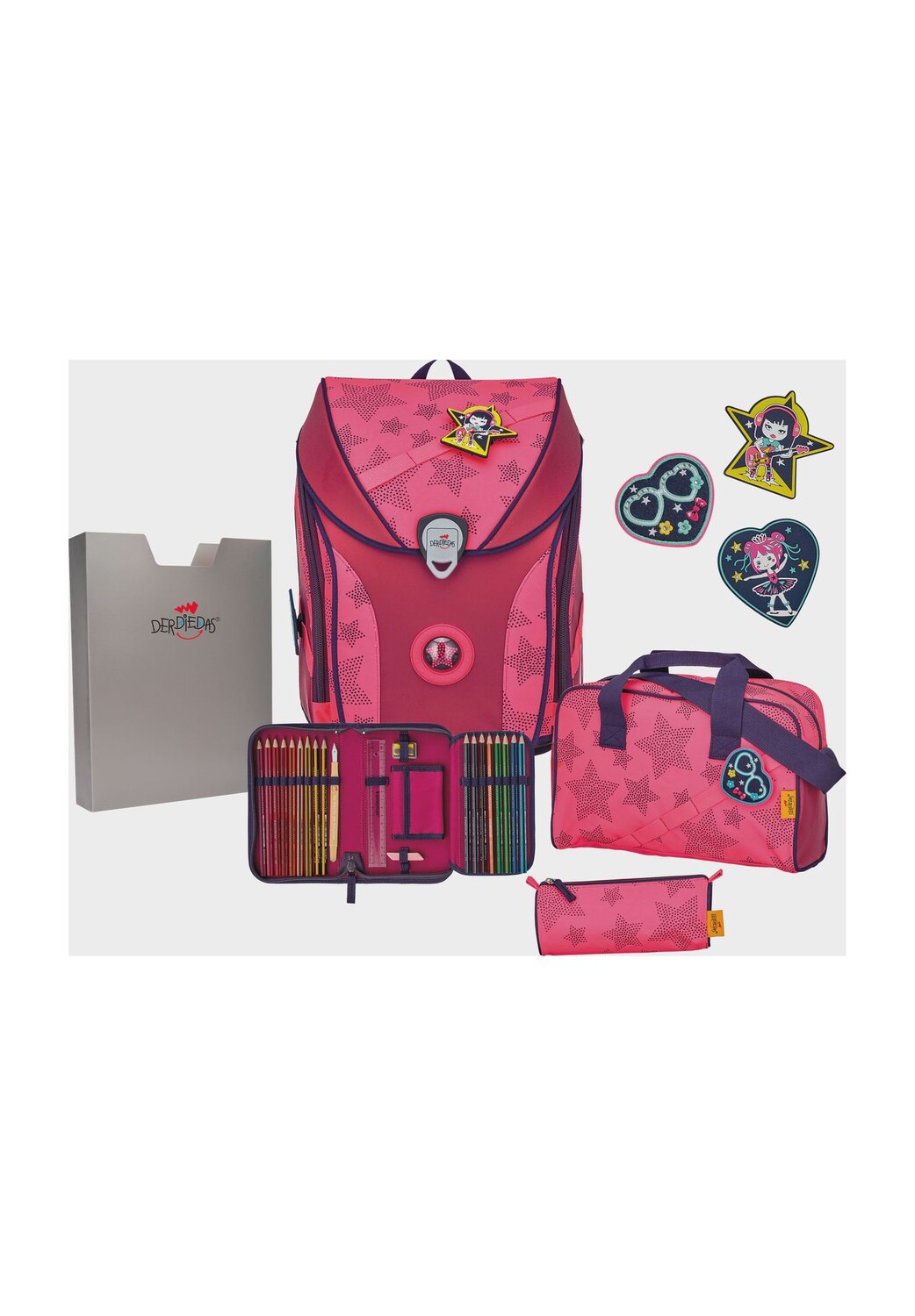 

Набор школьных сумок Max Superflash Neon Star, 5 штук DerDieDas, цвет Neonpink