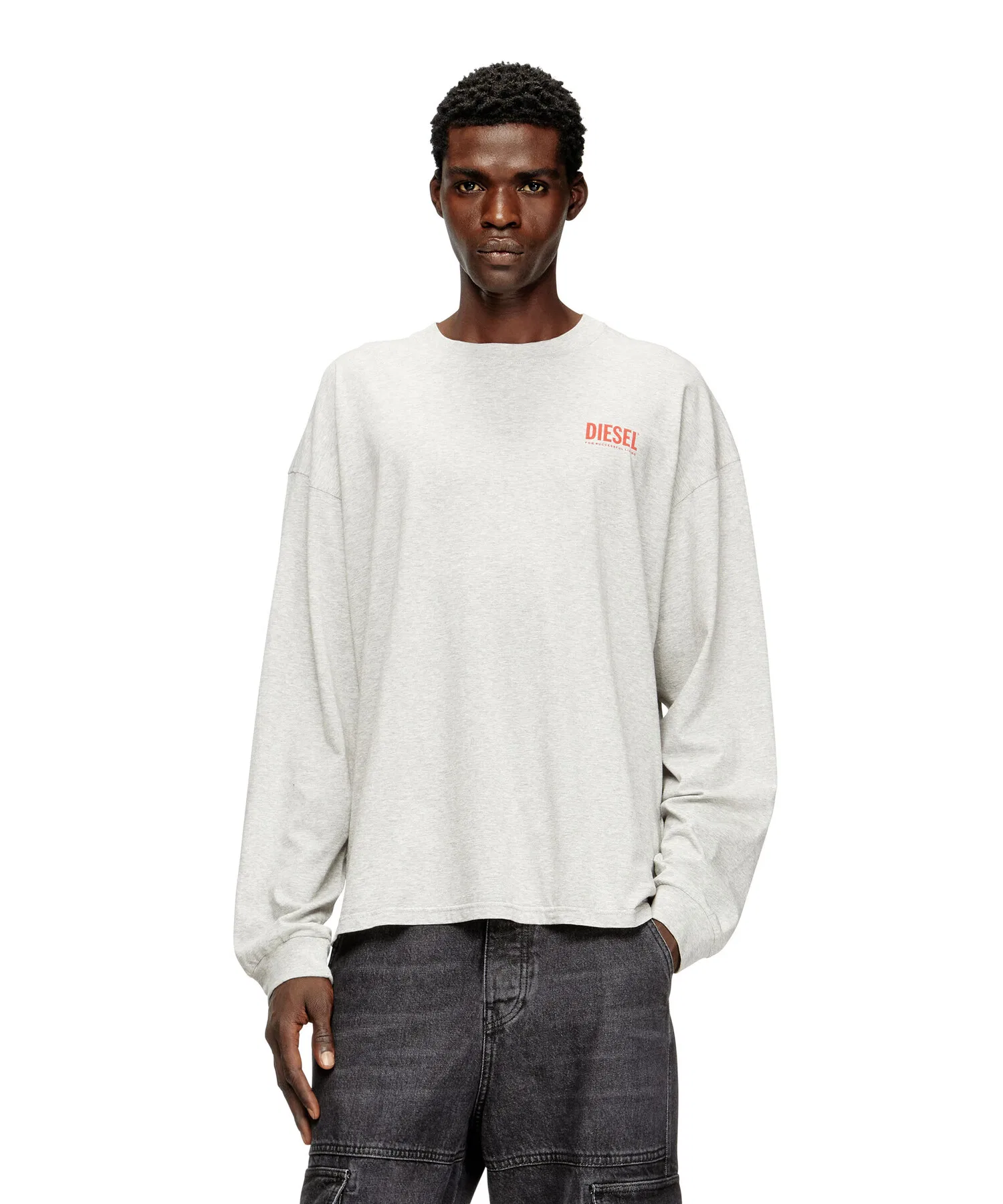 Мужская футболка с длинными рукавами DIESEL T-BOXT-LS-BISK серая