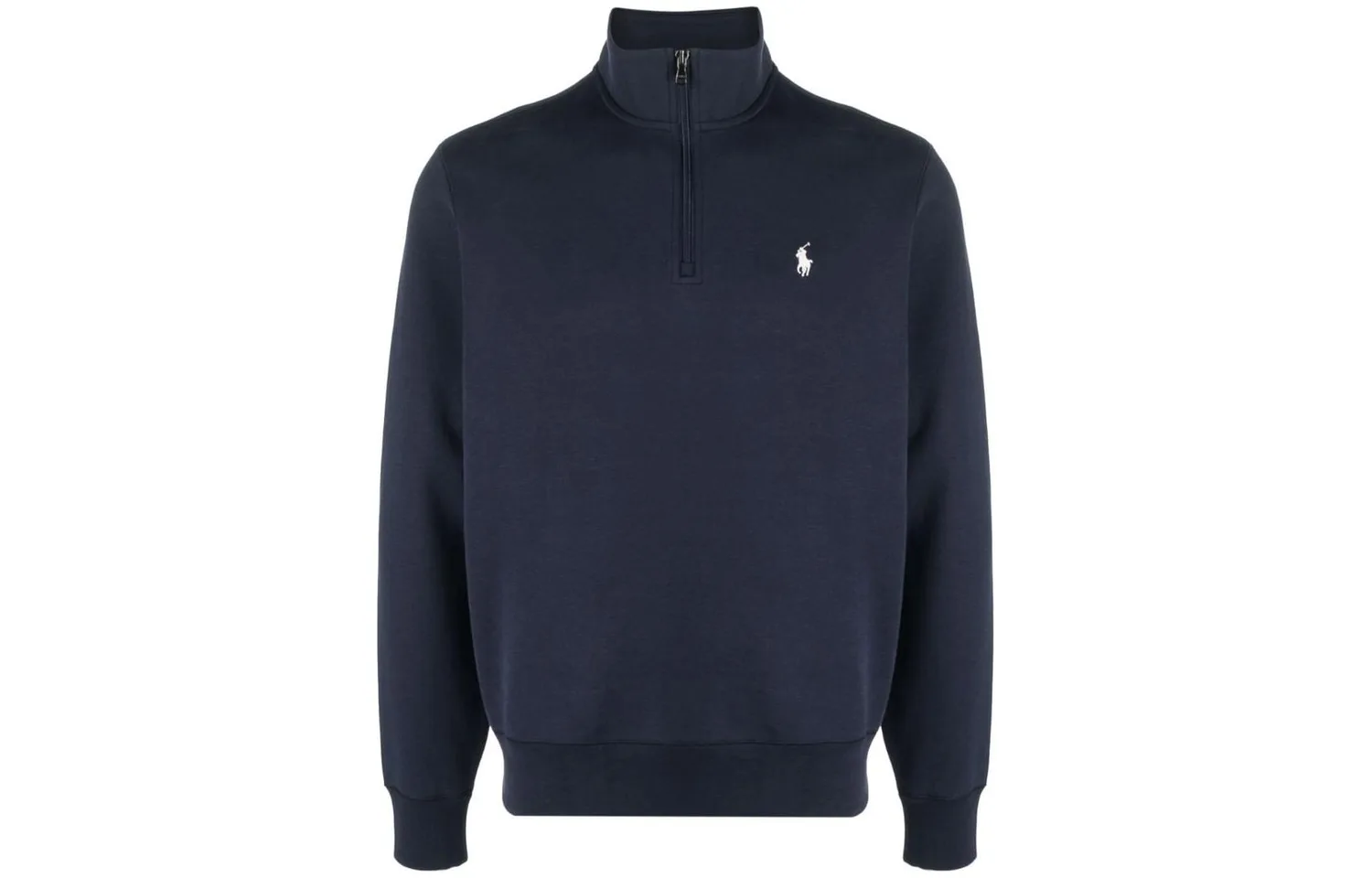 Полузастегивающийся джемпер с ребристым краем Polo Ralph Lauren, темно-синий