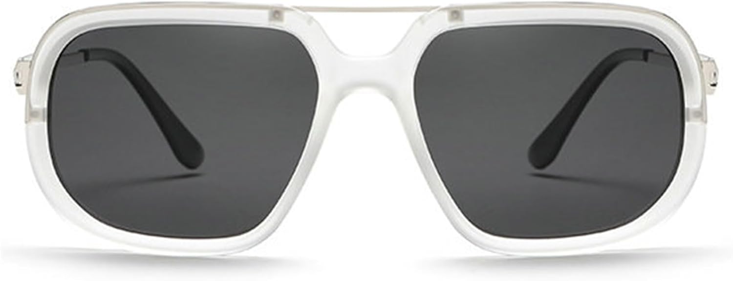 

Модные солнцезащитные очки COTIA в стиле «пилот» для женщин и мужчин, ретро-поляризованные солнцезащитные очки с двойной перемычкой, квадратной формой, стильные спортивные и пляжные очки, Clear