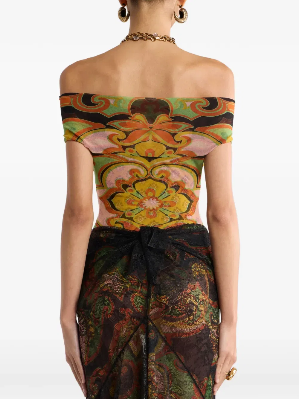 Боди с цветочным принтом Etro, зеленый — фото 4