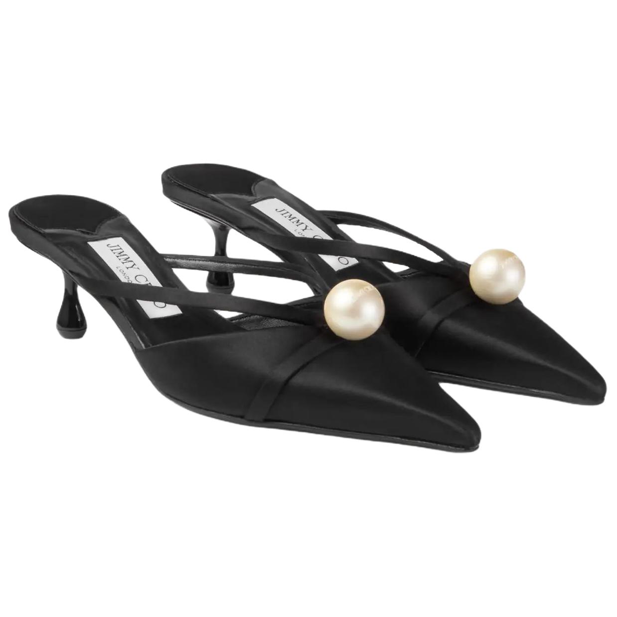 Jimmy Choo Закрытые тапочки на каблуке 5 см женские черные, цвет Black — фото 3