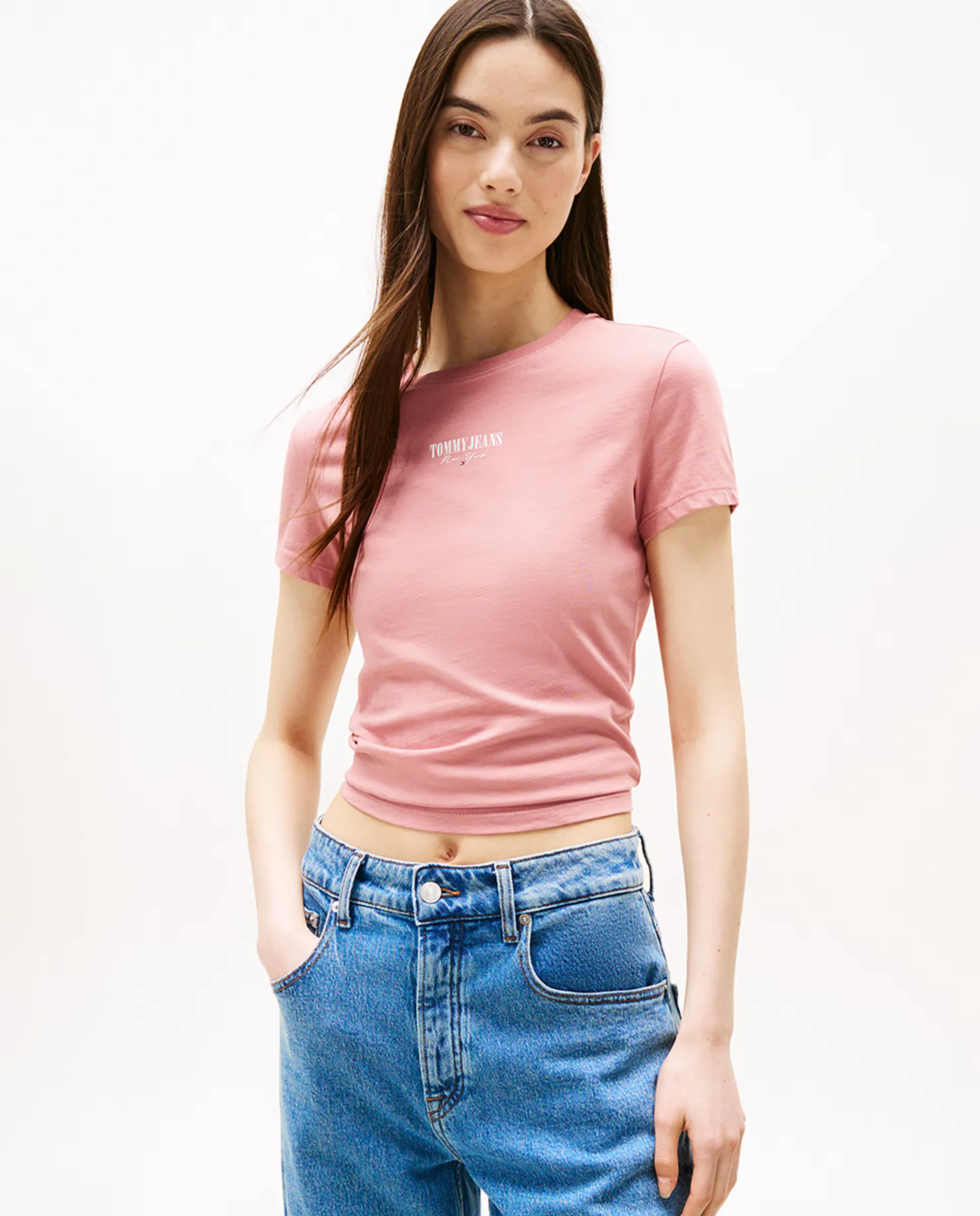 

Женская футболка с коротким рукавом slim fit Tommy Jeans, розовый