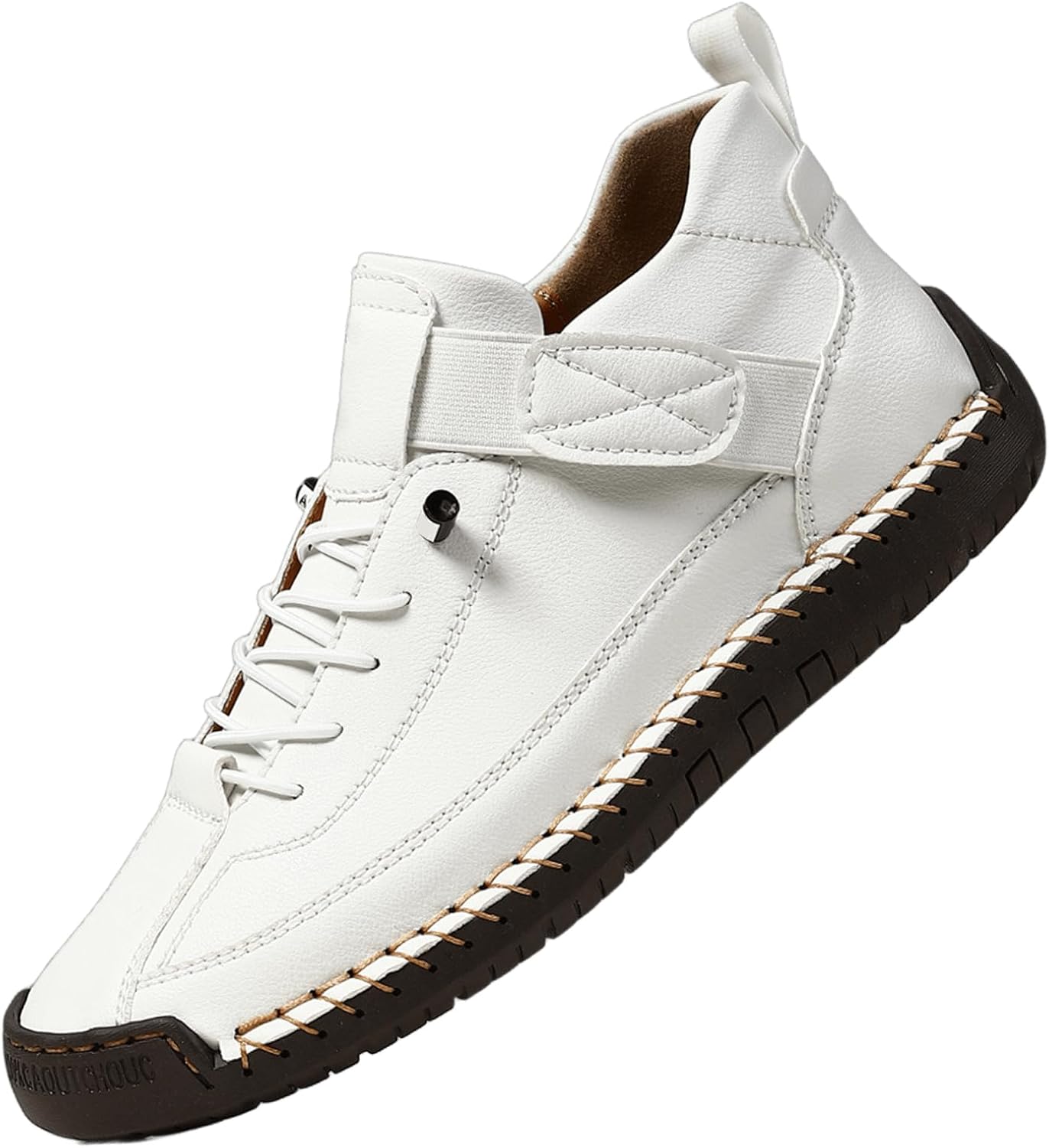 

Мужские кожаные ботинки-чукка на щиколотку, ручная работа, удобная кожаная обувь, слипоны с мягкой ортопедической поддержкой для походов, кемпинга и вождения Generic, белый