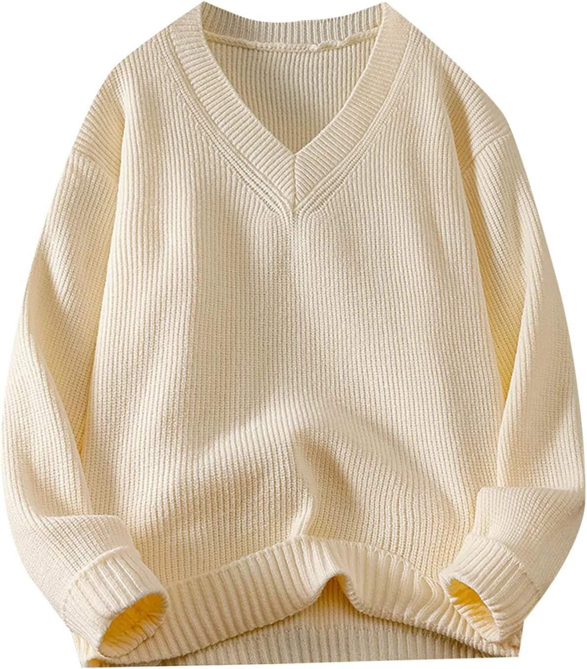 

Мужской свитер-платье оверсайз с V-образным вырезом QUNPIU