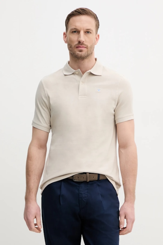 

Хлопковая поло Barbour, бежевый