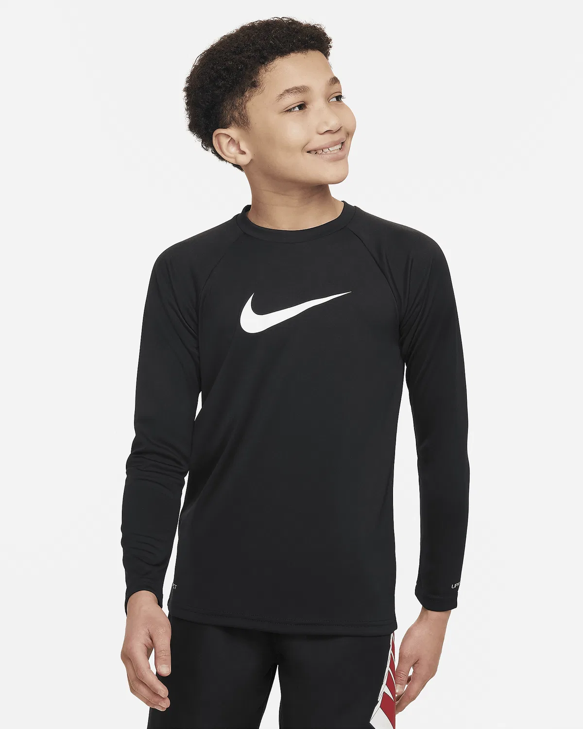Детская (мальчиковая) длинная футболка Nike Swim Hydroguard Essential Dri-FIT UV, Black/White