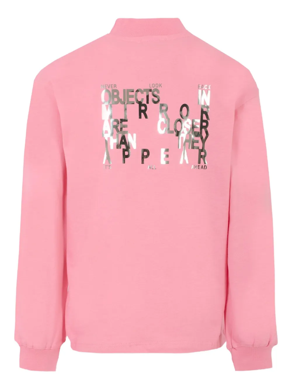 Топ с принтом логотипа и воротником-стойкой MSGM Kids, розовый — фото 2