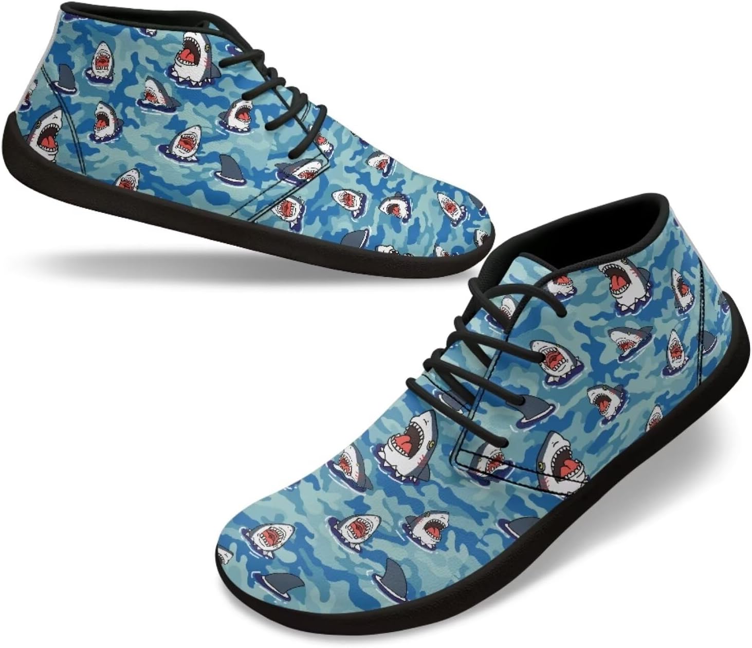 

Мужские кроссовки для ходьбы с рисунком синих акул, нескользящей подошвой и нулевым перепадом, для бега Xixirimido