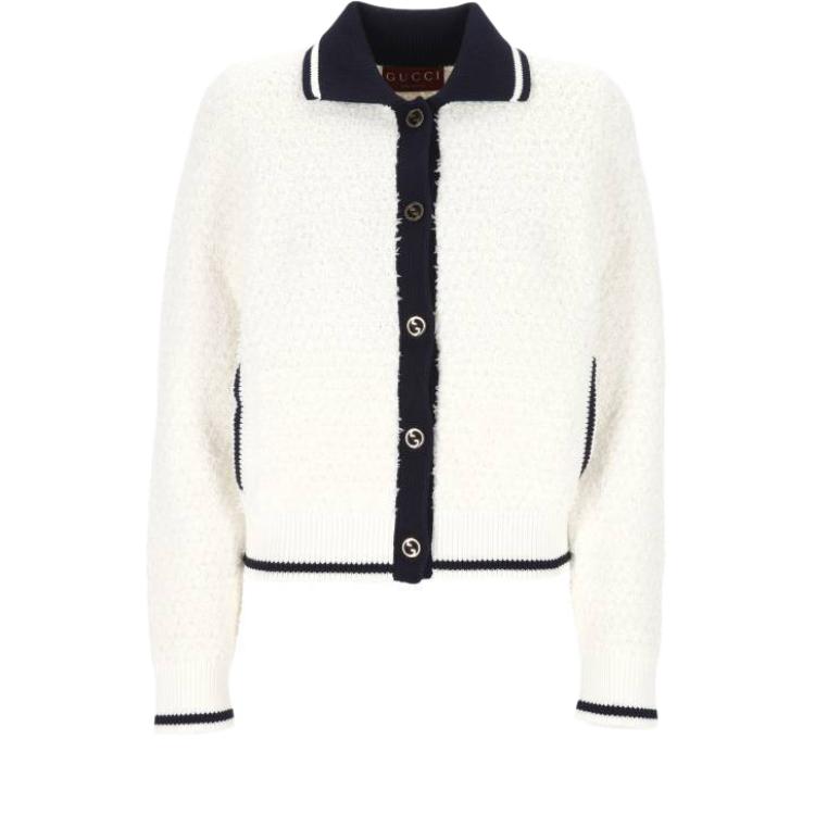 Кардиган GUCCI Классический, с эффектом стрейч, белый
