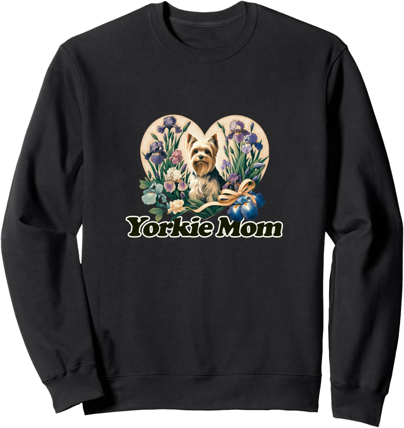 

Толстовка с надписью «Мама йорки» и изображением ирис Yorkie Snugg, черный