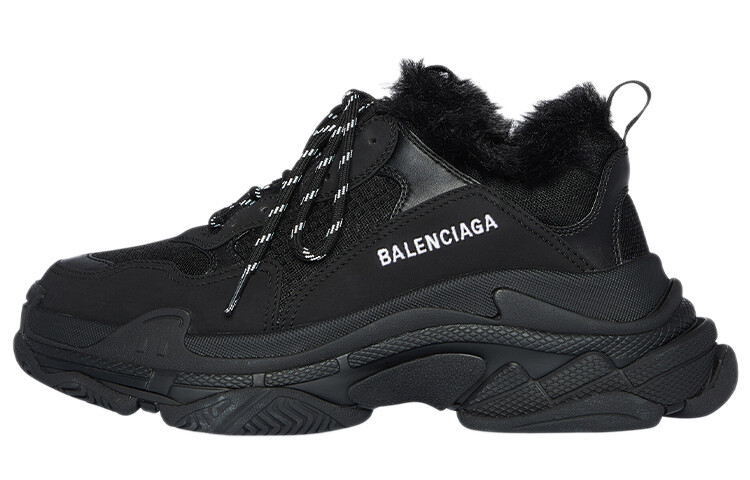 Кроссовки Balenciaga Triple S Fake Fur Black Women's
