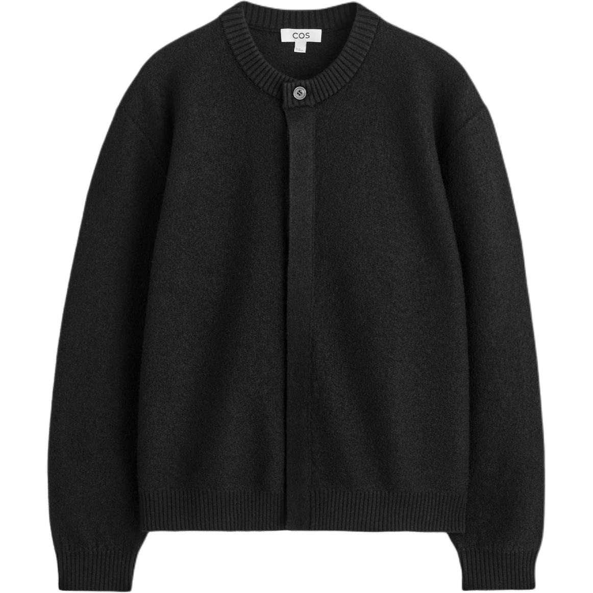 

COS Мужской трикотажный кардиган с круглым вырезом, черный, средней жесткости