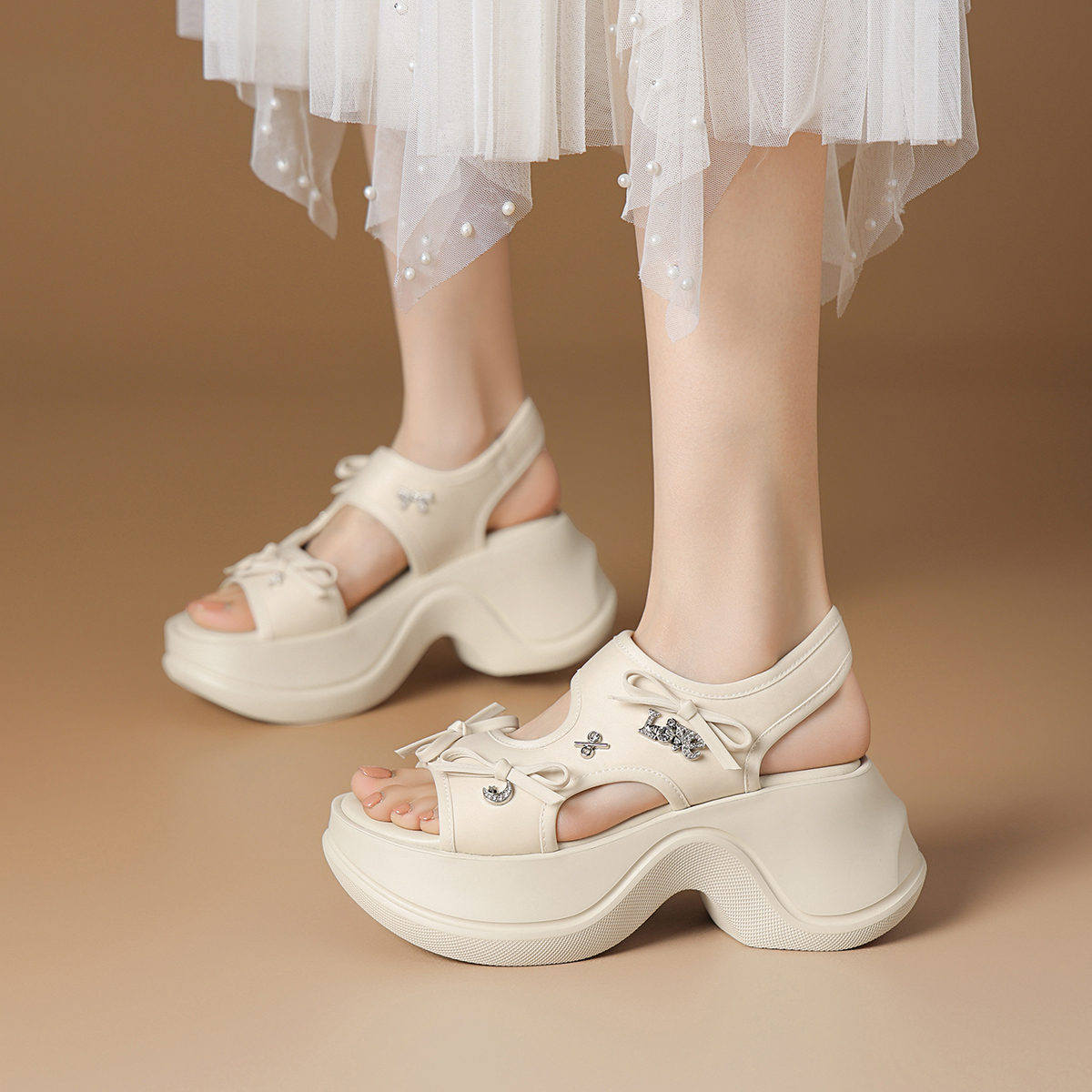 Rosa Bianca Женские пляжные сандалии цвета хаки с овчинной подкладкой, цвет Khaki (Sheepskin Lining) — фото 4
