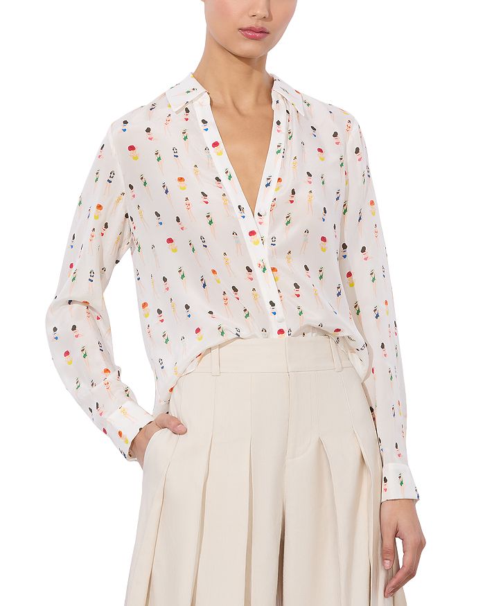 

Alice and Olivia Eloise Шелковая блузка Alice and Olivia, белый