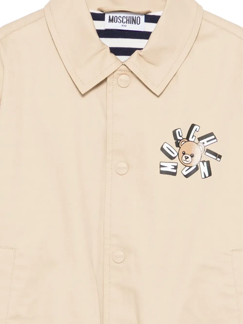 Бомбер с логотипом Moschino Kids, бежевый — фото 3