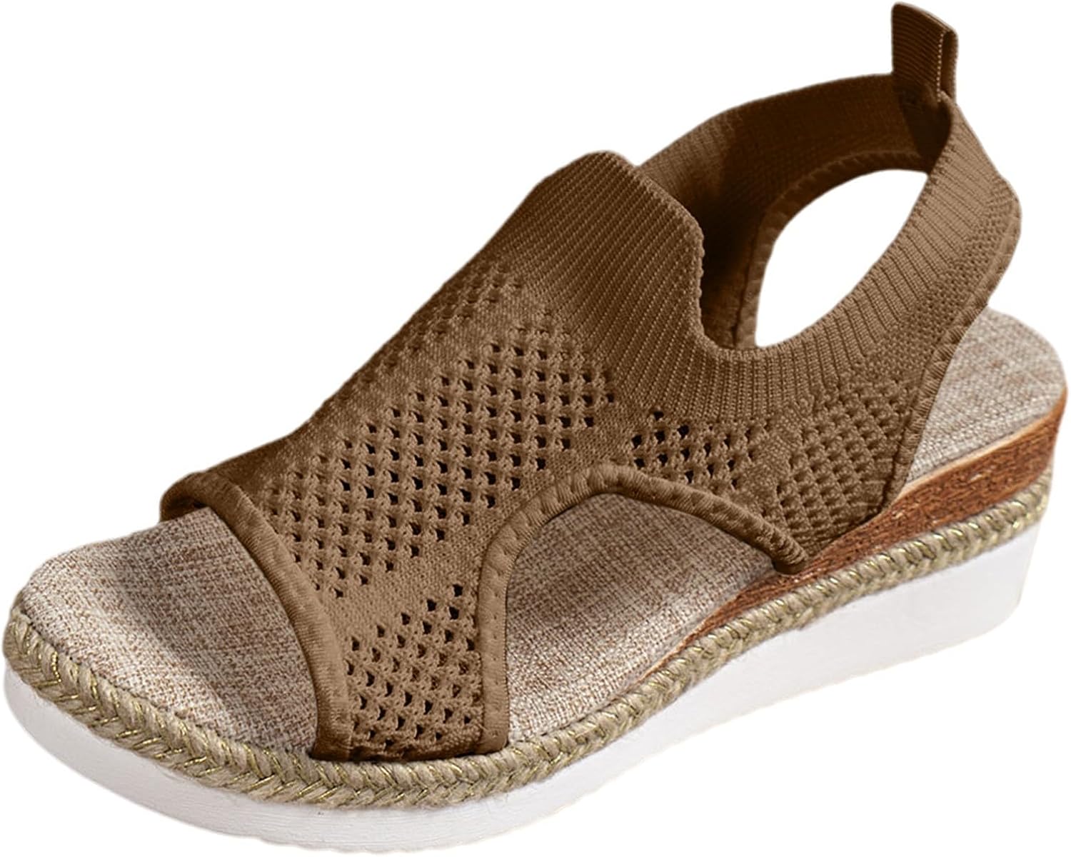 

Женские сандалии для ходьбы, ортопедические сандалии, вязаные с вырезами, дышащие эспадрильи, удобные слипоны для ходьбы, сетчатые на ремешке вокруг щиколотки, на платформе, летняя обувь Generic, хаки