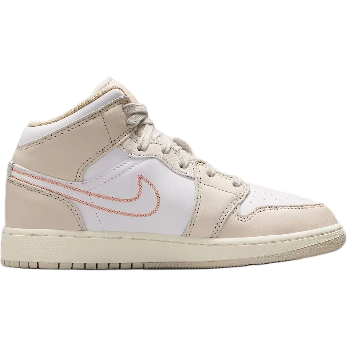 Jordan Air 1 Leather Abrasion Resistant Mid top детские скейтбординг кроссовки Light Brown White для подростков — фото 3
