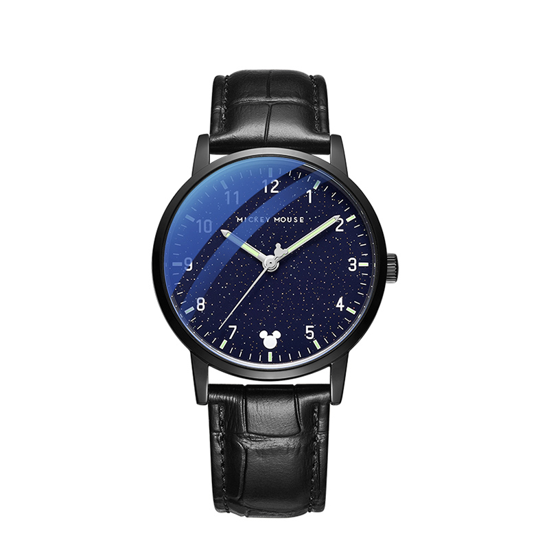 

Disney Часы Quartz Movement Watch Men's Watch Black Dial, Starry Sky Leather Strap