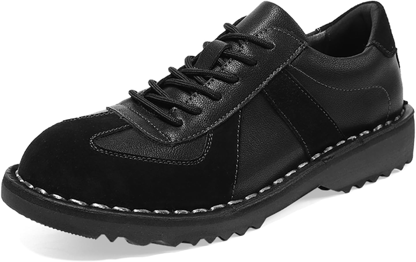 

Мужские классические кроссовки Oxford из черной кожи, туфли на шнуровке с платформенной резиновой подошвой, удобные повседневные и прогулочные обуви Dacnakby