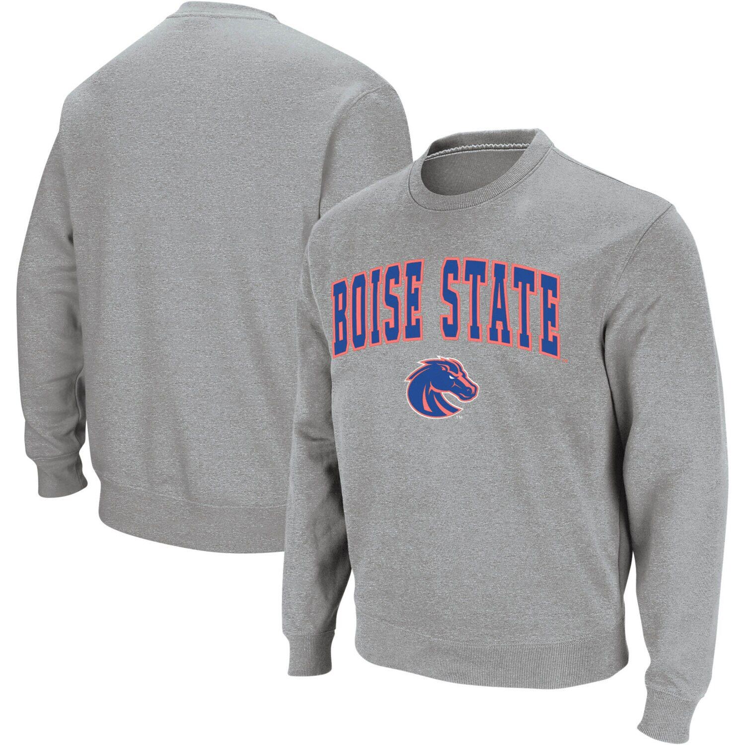 

Мужской свитшот с круглым вырезом Heather Grey Boise State Broncos Arch & Logo Colosseum