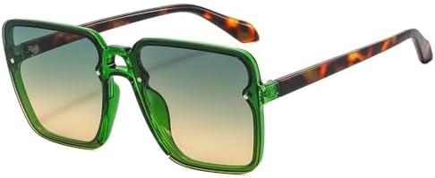 

Солнцезащитные очки большого квадратного размера 2027 года в винтажном стиле для женщин, фиолетовые, зеленые, розовые, с защитой от УФ-излучения UV400, для мужчин и женщин MTZJH, Green