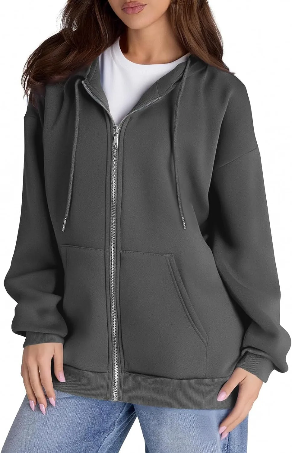 

FlekmanArt женская оверсайз худи с молнией и шнурком