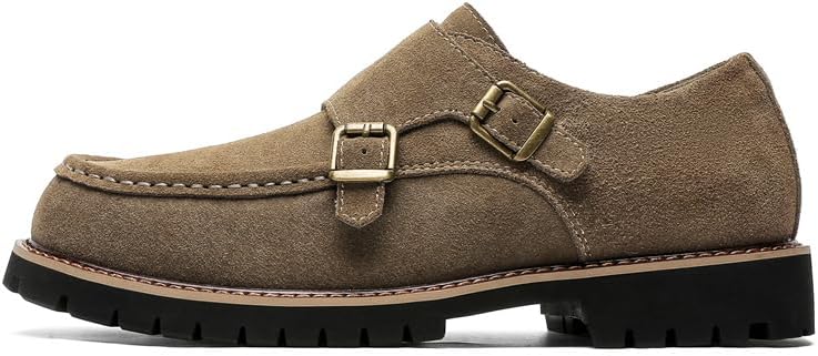 

Мужские замшевые лоферы с двумя пряжками, модель с мысом-мокасином, подошва lug Conson-Ks, хаки