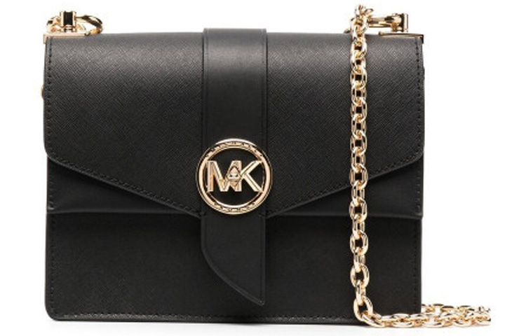 

Сумка-конверт Greenwich из кожи Saffiano через плечо на цепочке женская черная MICHAEL KORS