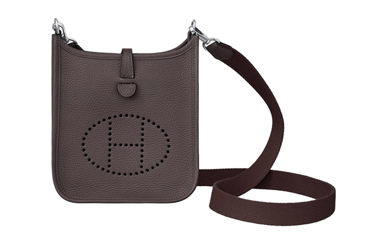 

Кожаная сумка через плечо Clemence Bullock с ремнем из холста, женская сумка через плечо HERMES, k stamp, box included