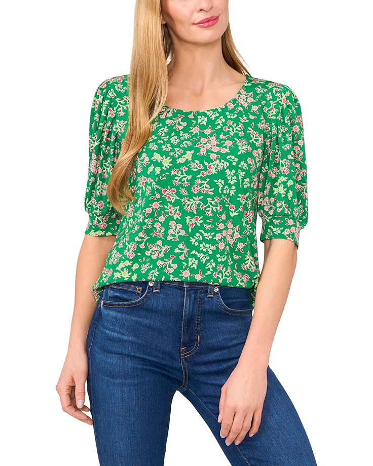 

Топ CeCe Knit Crew Neck Short Sleeve Top, цвет Medium Green