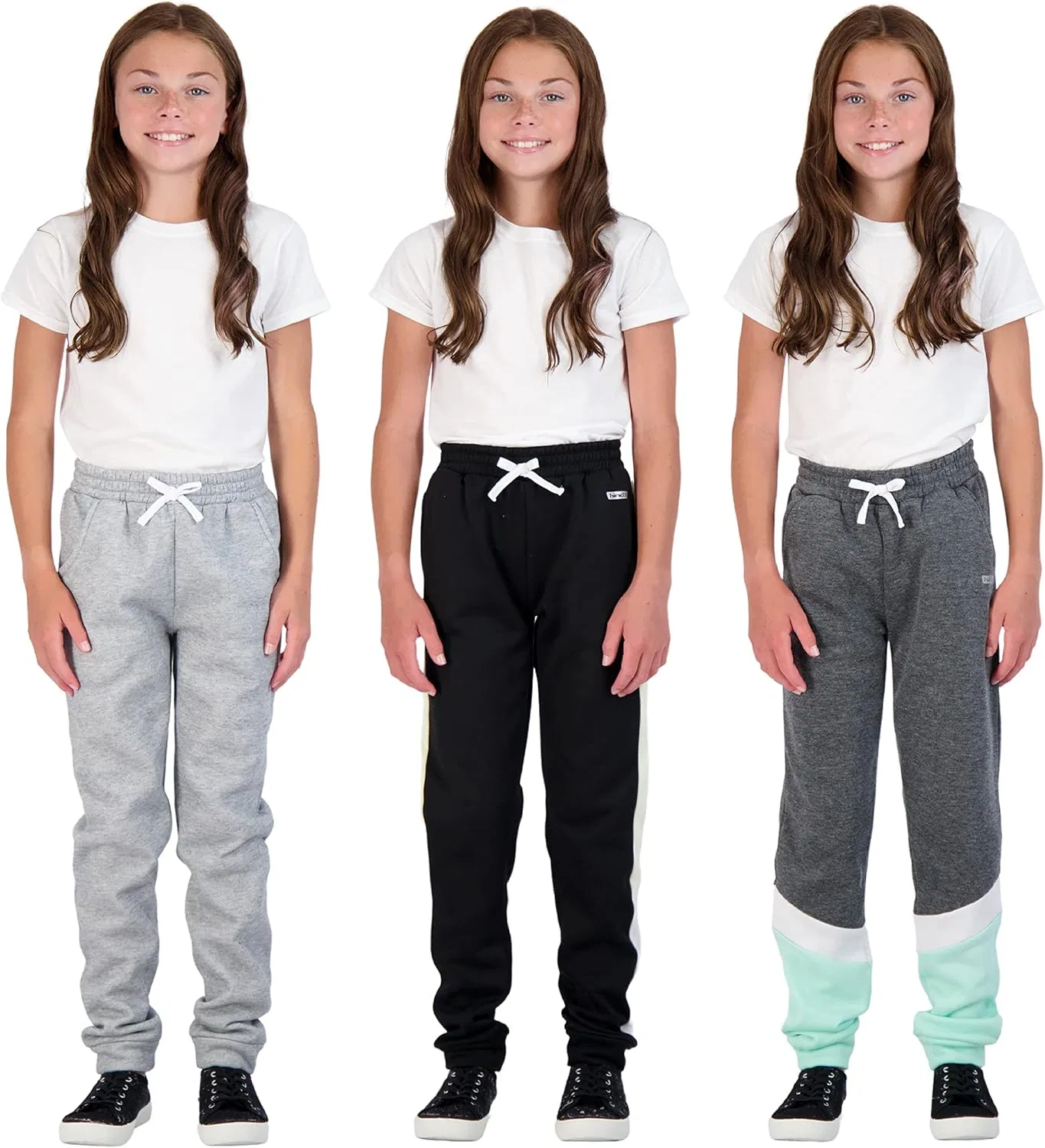 Комплект из 3 флисовых спортивных штанов для девочек Hind Girls, Black-Heather-Charcoal — фото 4