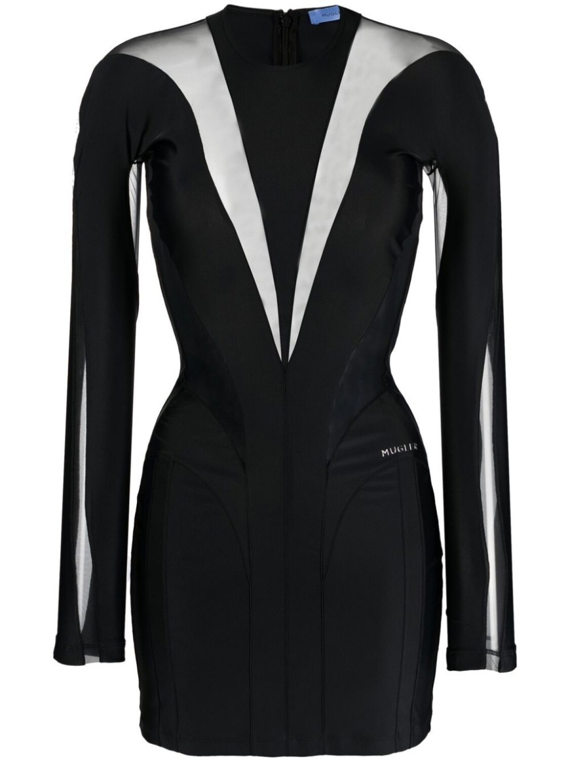 

Mugler платье мини с прозрачными вставками, черный