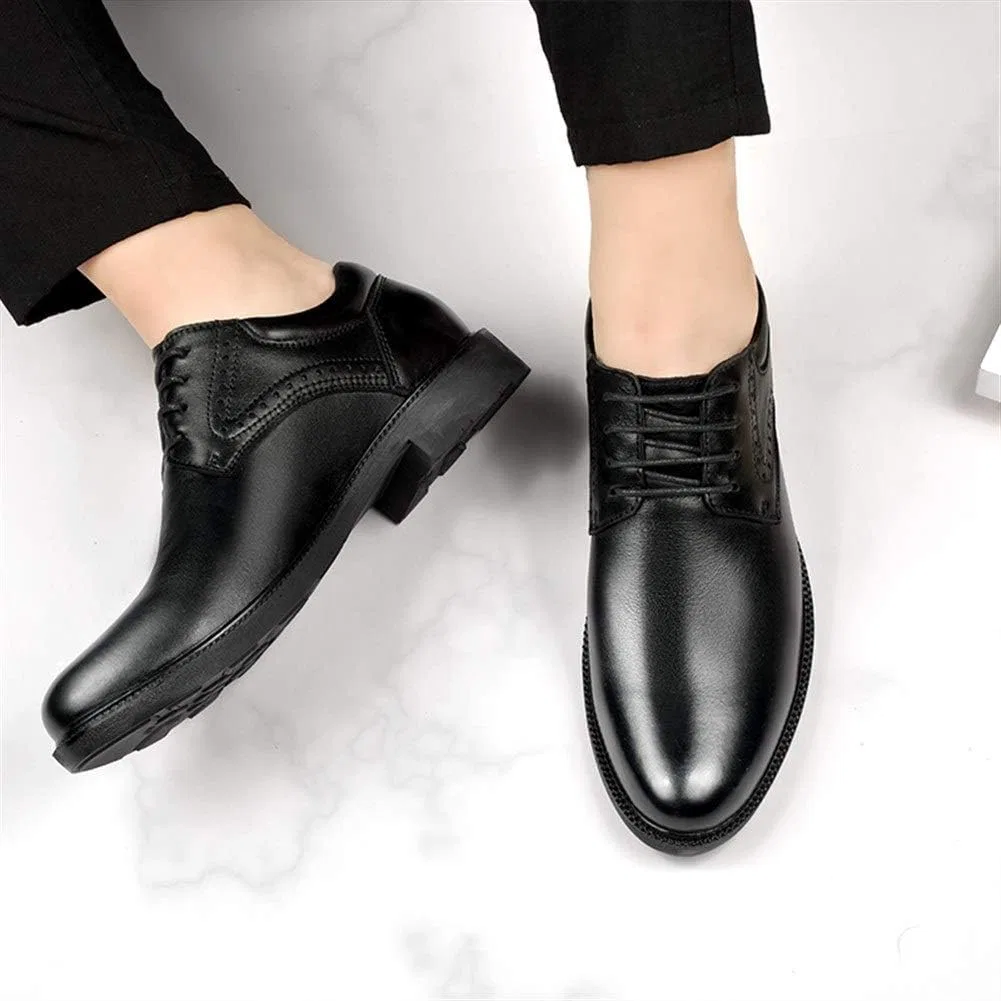 Туфли Kleid Oxford für Männer schnüren runde Zehenschuhe PU Leder Slip Widerstand Generic, Schwarz — фото 2