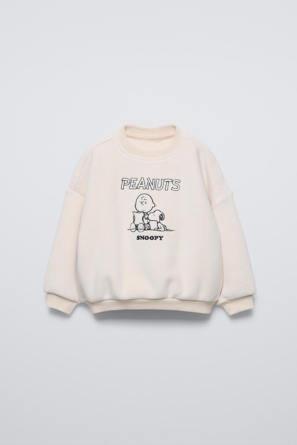 

Флисовая кофта с вышитым снуппи арахисом ZARA, экрю