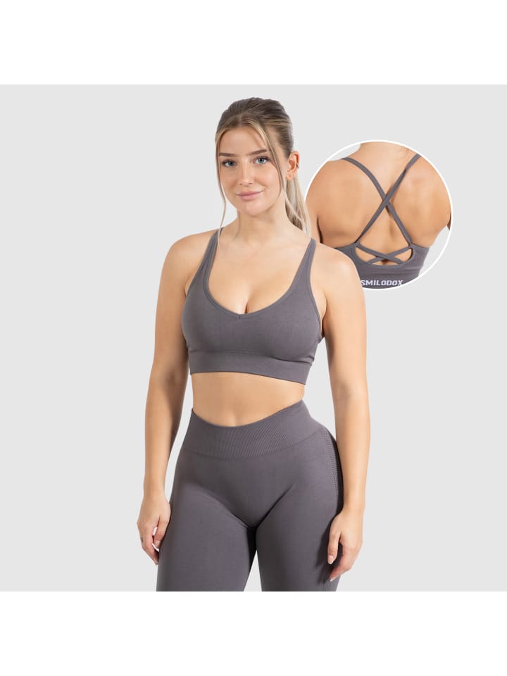 

SMILODOX Спортивный бюстгальтер Cetrina антрацитового цвета