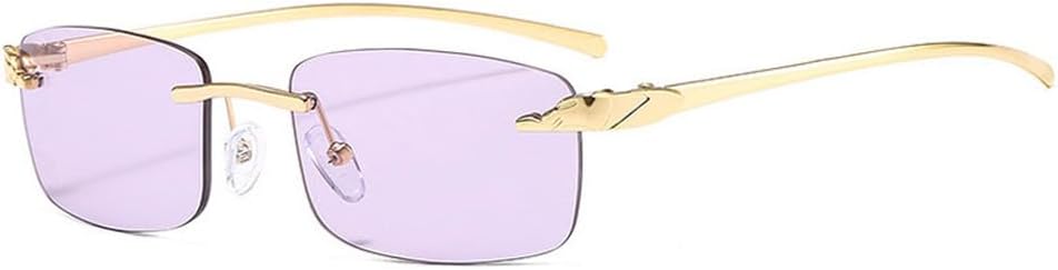 

Винтажные уникальные солнцезащитные очки без оправы с леопардовым принтом, прямоугольные, женские, конфетных цветов, с прозрачными линзами, мужские солнцезащитные очки WNCKSQ, Golden Purple