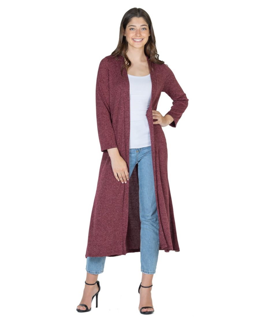 

Женский вязаный кардиган с рукавами три четверти в форме колокола 24seven Comfort Apparel, Wine