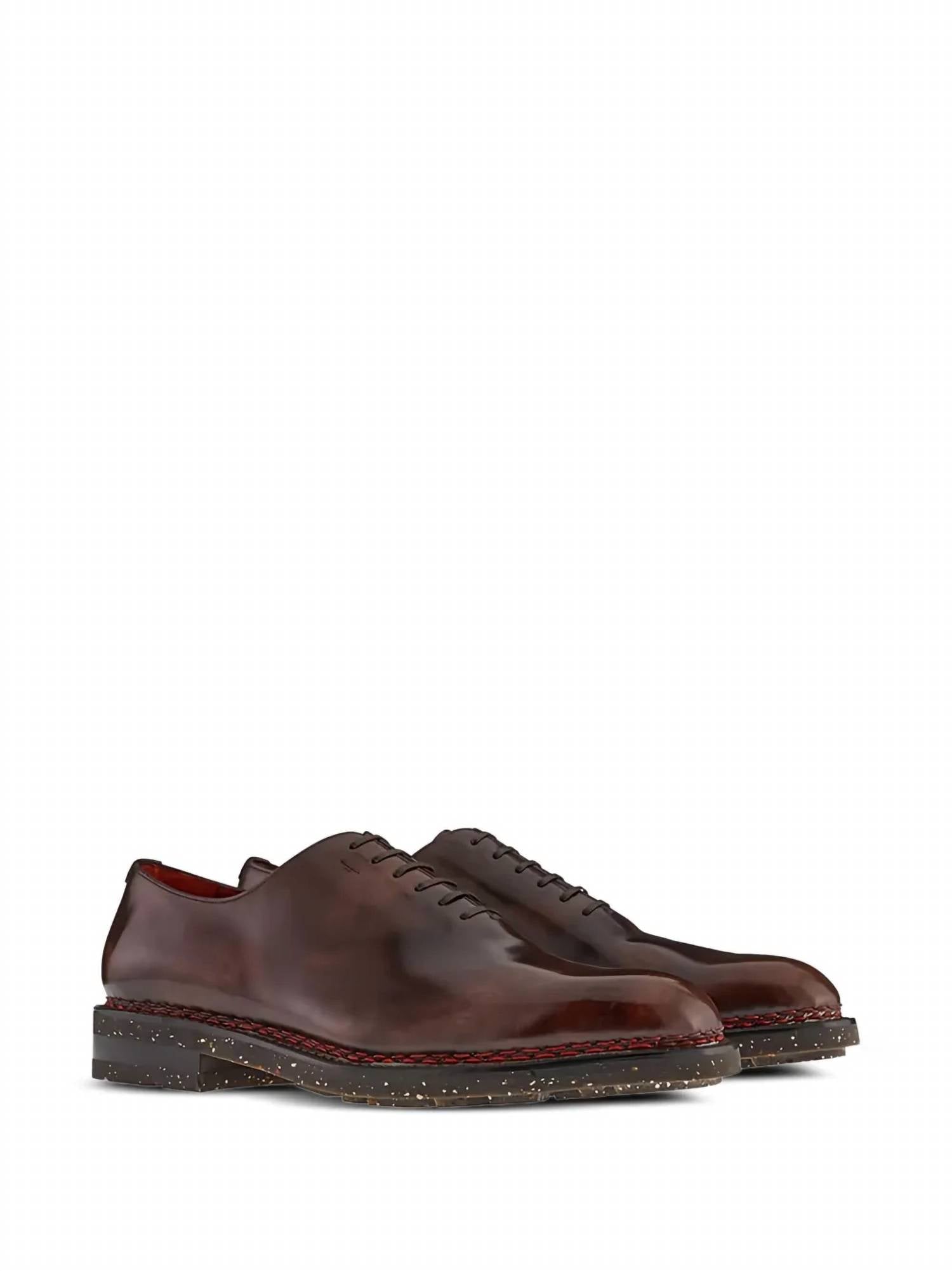 Мужские кожаные туфли-оксфорды коричневого цвета Salvatore Ferragamo, коричневый — фото 2